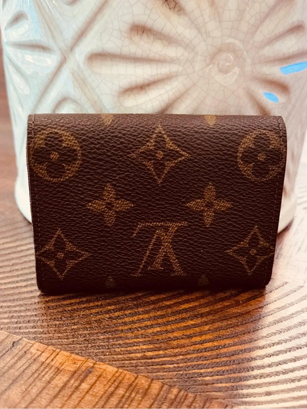 Louis Vuitton Monogram Porte Monnaie Plat Coin Purse Wallet vintage